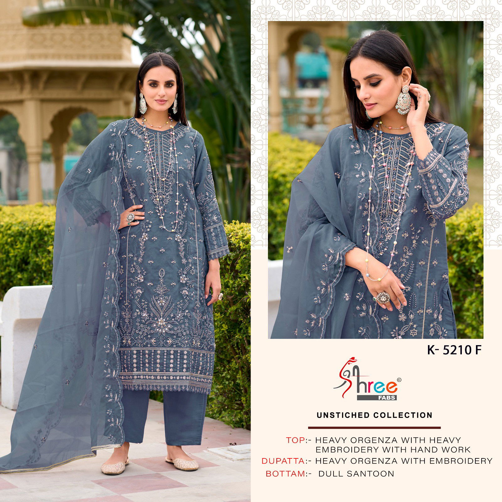  K 5210 Organza by Shree  Embroidered Pakistani Suit Collection